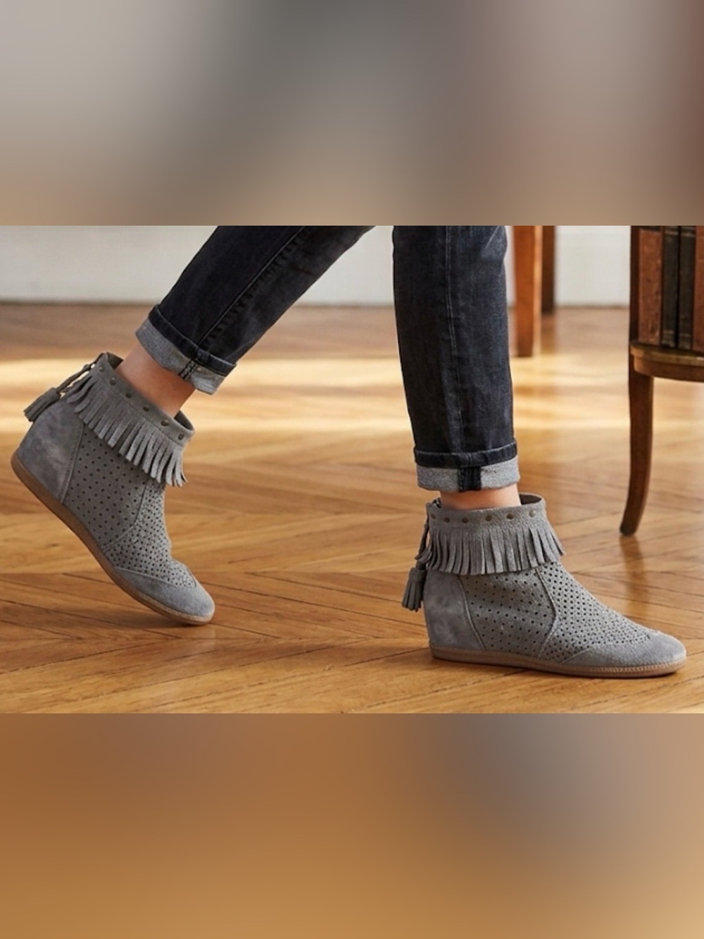 OTBT Stanton Moccasin Bootie in Gray Womens